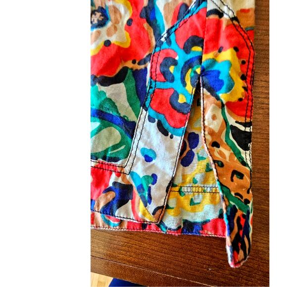Tory Burch Floral Sleeveless Top Blouse, Ruffled V Neck, Lightweight, Boho, Sz 6 - Picture 10 of 10